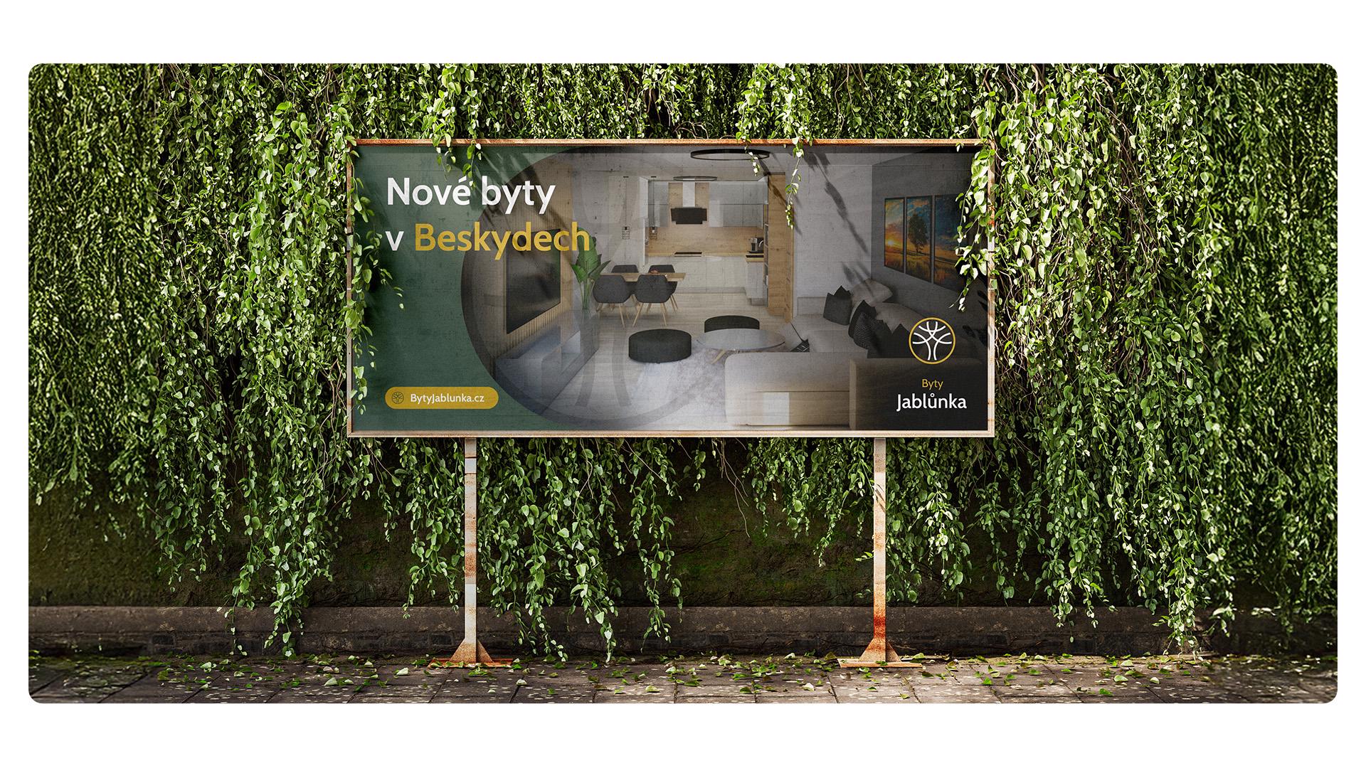 Značka developerského projektu na billboardu